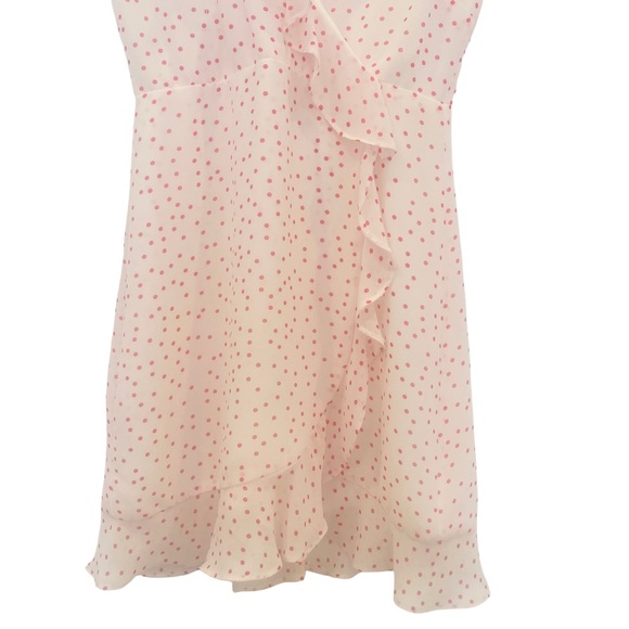 Womens Bardot Dress Size 10 Wrap White Red Polka Dots Tie Back Mini Short Ruffle - Picture 2 of 10
